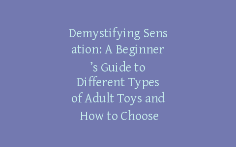 Demystifying Sensation: A Beginner’s Guide to Different Types of Adult Toys and How to Choose